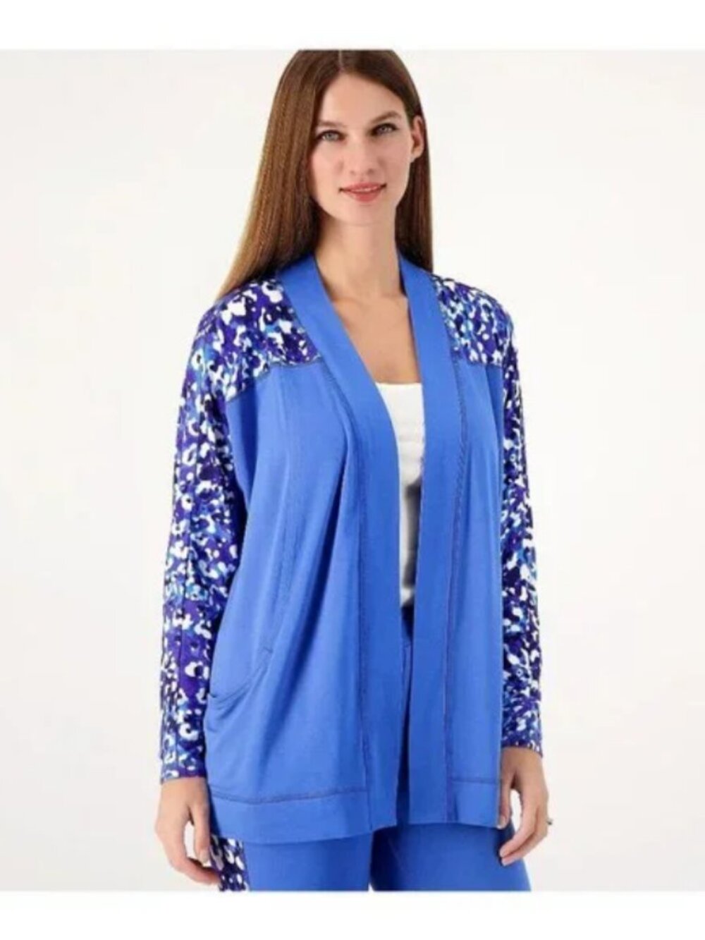 Isaac Mizrahi Soho Baby Terry Open Front Cardigan French Blue XXS